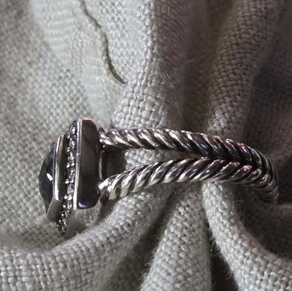 David Yurman Petite Albion Ring in Prasiolite & Diamonds, SS, Size 5.5 - Picture 7 of 13